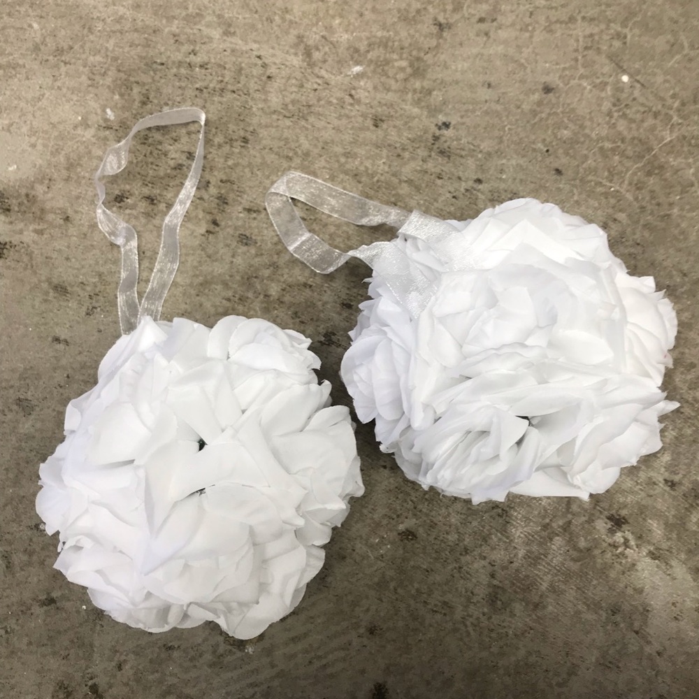 Two Faux flower balls